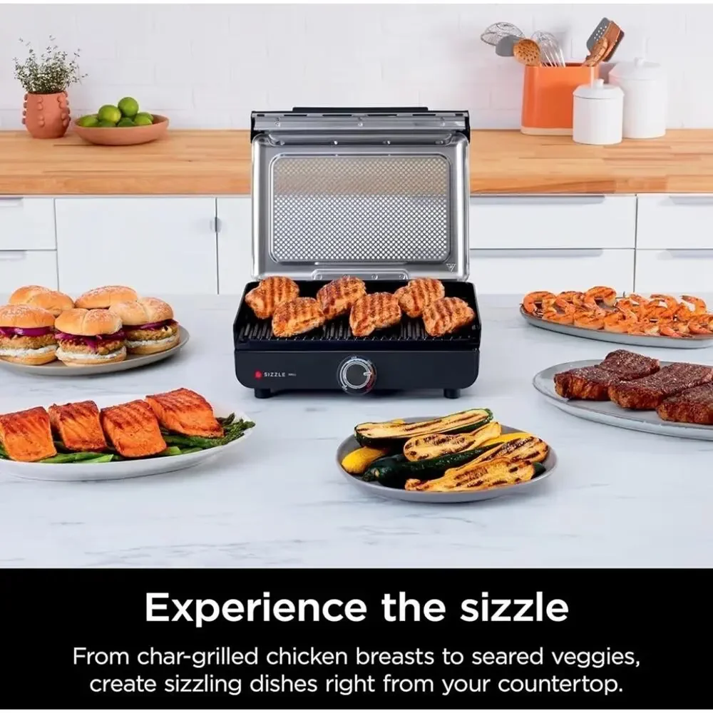 Ninja GR100 Sizzle Smokeless Indoor Grill with Nonstick Grill Plate